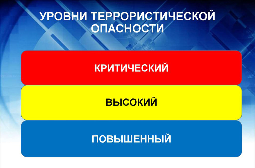 Противодействие терроризму: уровни террористической опасности